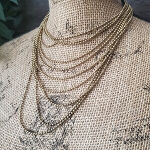 Gold Tone Multi Layered Beaded Necklace